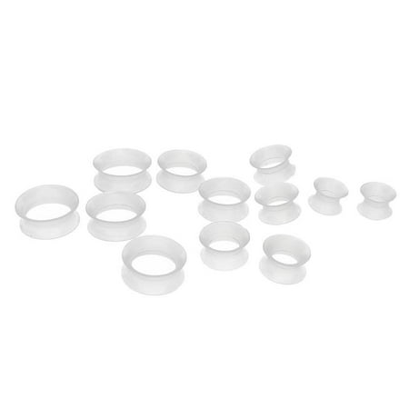 

7 Pairs Lot Flexible Silicone Ear Gauges Thin & Soft - Clear