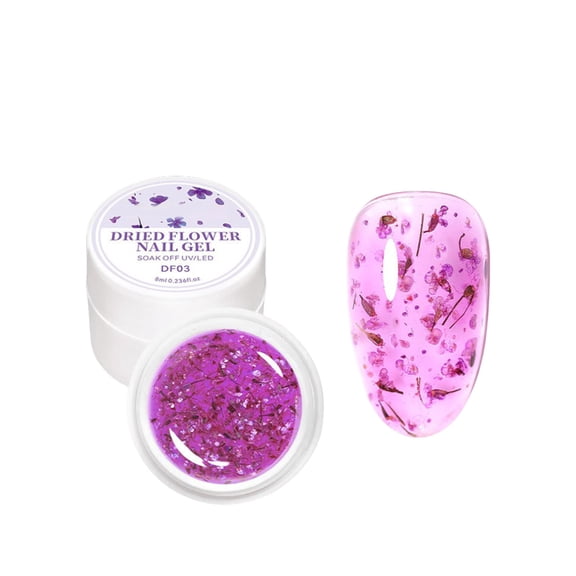 LEHOZIHEQ Nail Art Dry Flower Glue Transparent Flower Fairies Sparkling Glitter Nail Polish Glue Nail Polish 8ml