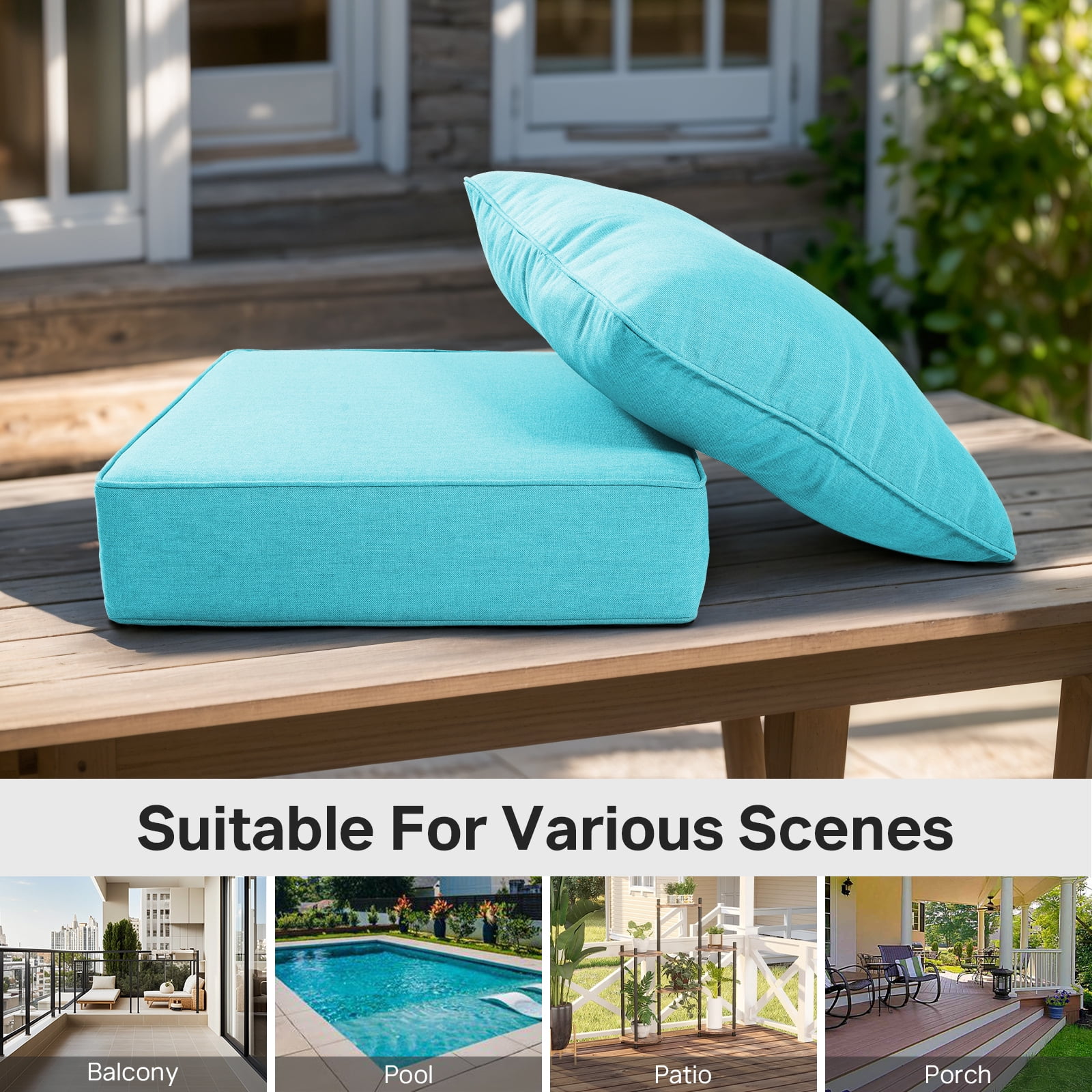 Opohoro Outdoor Deep Seat Cushion Set, 24"x22"x6", Water Resistant & UV Resistant Comfortable Furniture Cushions for Patio Chair, Sofa, Loveseat