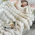 thumbnail image 6 of JOLUSERE Velvet Throw Blanket,70"x80" Ultra Soft Fuzzy Throw Blanket for Men Women Teen All Season,Cream White, 6 of 10