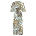 thumbnail image 4 of Edvintorg Jumpsuits for Women Vintage Floral Printed Short Sleeve V Neck Back Zipper Wide Leg Jumpsuit with Pocket Summer Beach Vacation Clothes, 4 of 5
