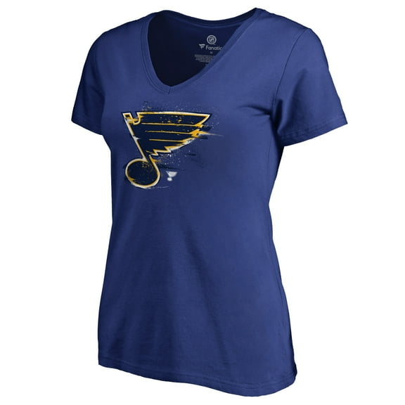 Women's Royal St. Louis Blues Splatter Logo V-Neck T-Shirt