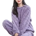 thumbnail image 3 of Conjunto de pijama de franela de invierno para mujer, pijamas de lana, ropa de dormir para el hogar, traje femenino de terciopelo grueso y cálido, sudadera de otoño, pijama para mujer, 3 of 5