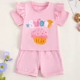 thumbnail image 2 of Toddler Girl Summer Short Clothes Sets Outfits Tee Shirts Shorts Playwear Girls Summer Set 0-3 Years,2-3 Years, 2 of 9