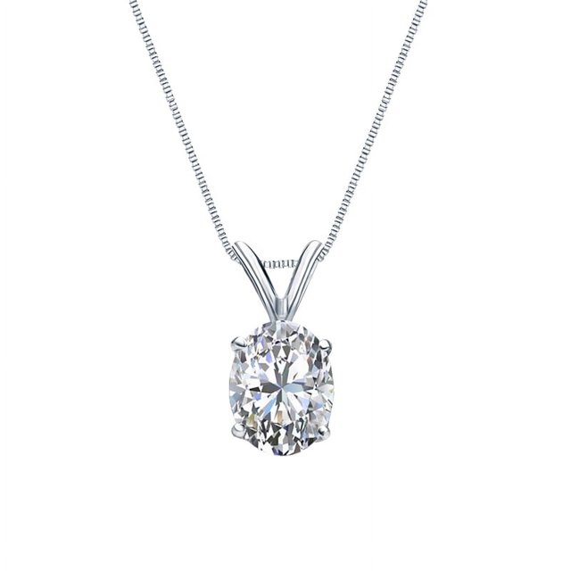 JeenMata Collar Colgante Clásico de Moissanita Ovalada de 2 Quilates con Certificación Chapado en Oro Rosa de 18 K sobre Plata