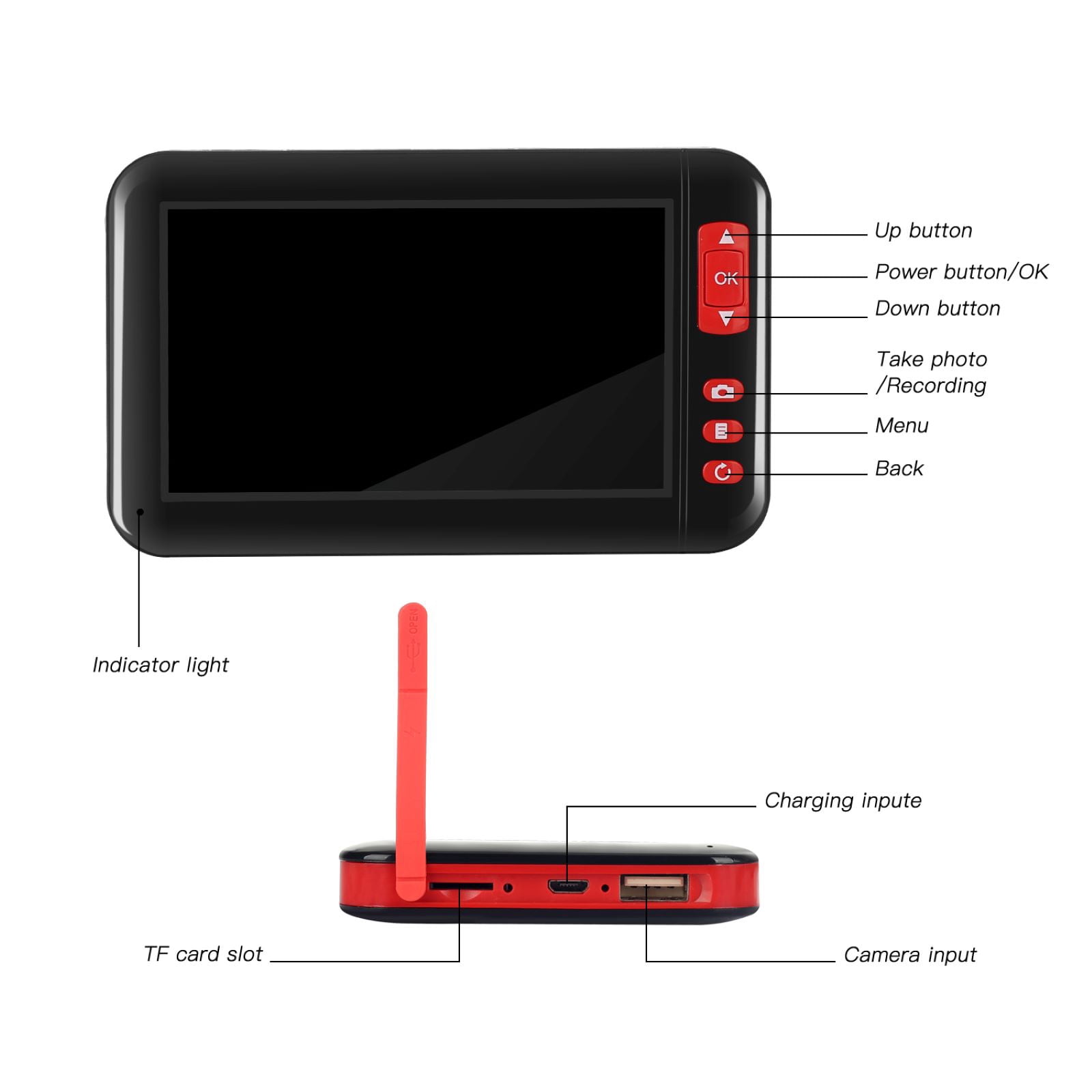 GUYUTING 1080P HD Waterproof Industrial Endoscope 4.3 LCD Screen 8mm 2M Flexible Cable Borescope Inspection Tool