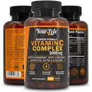 Vitamin C 1000mg Complex with Elderberry, Citrus Bioflavonoids, Quercetin, Rutin & Rose Hips | Immune Support & Antioxidants Supplement | 6 in 1 |100 Tablets, Non-GMO, All Natural