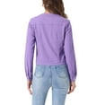 thumbnail image 3 of CHAQUETA DE DENIM CORTA SIN CUELLO DE MANGA LARGA PARA MUJERES INSPIRE CHIC L PURPURA, 3 of 6