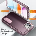 thumbnail image 5 of for iPhone 11 Case with Kickstand, [10FT Military Drop Protection] Rugged Heavy Duty Hard PC+Soft Silicone Rubber Bumper Hybrid Triple-Layer Case for iPhone 11 - 6.1", Purple, 5 of 6