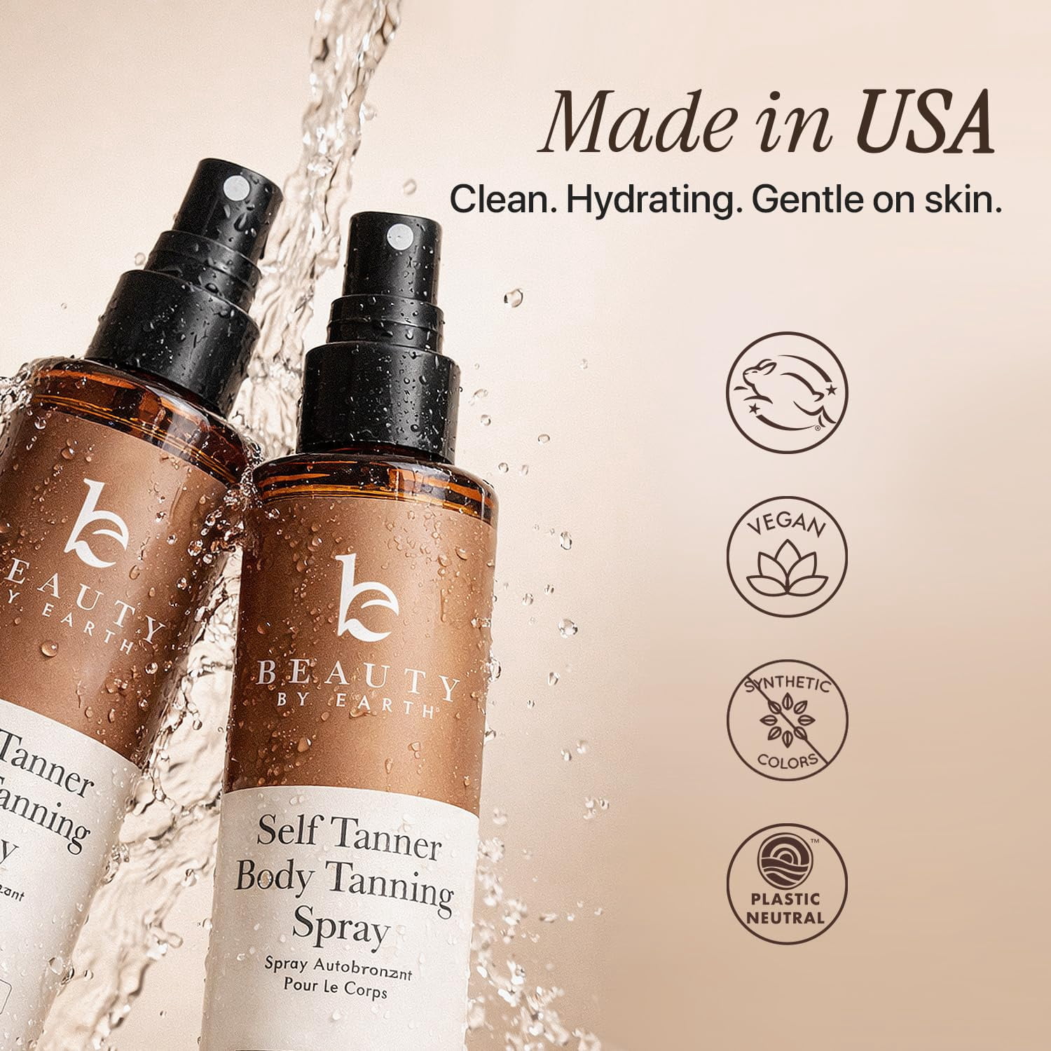 Beauty by Earth Self Tanner Tanning Water - Fair to Medium Buildable Fake Tan 6oz