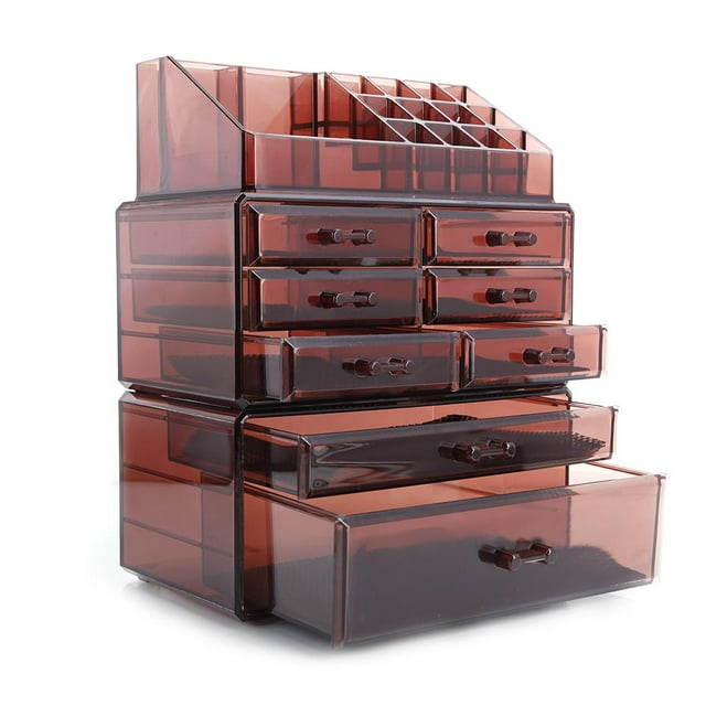 SalonMore Acrylic Makeup Cosmetic Organizer Storage 8 Drawers Display Boxes Case, Three Pieces Set
