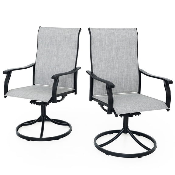 Outdoor Swivel Patio Dining Chairs Set of 2, All Weather Patio Chair with Textilene & Metal Frame, Gray