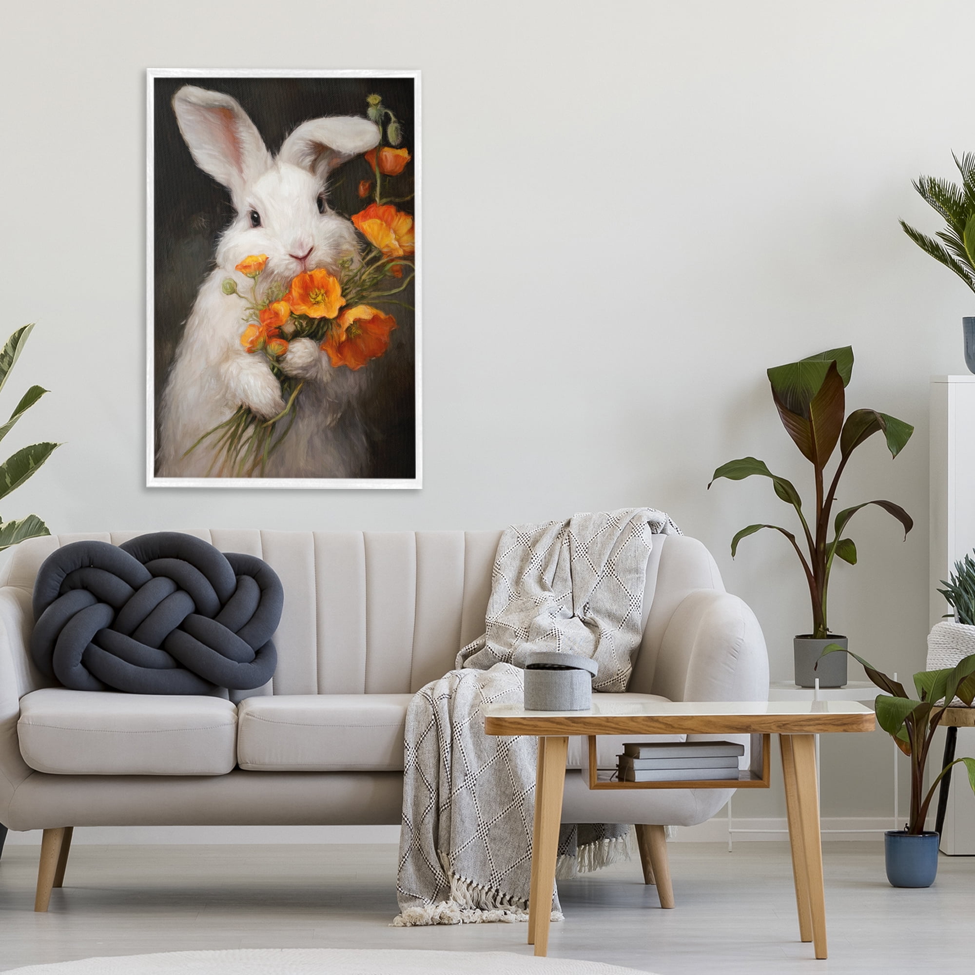 Stupell Industries Floppy Loves Her Poppies White Framed Giclee Art, design by Tina LeCour