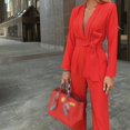 thumbnail image 2 of Aayomet Workout Jumpsuits For Women 2023 Women's Fashion Solid Color Lacing Deep V Casual Jumpsuit,Red M, 2 of 5