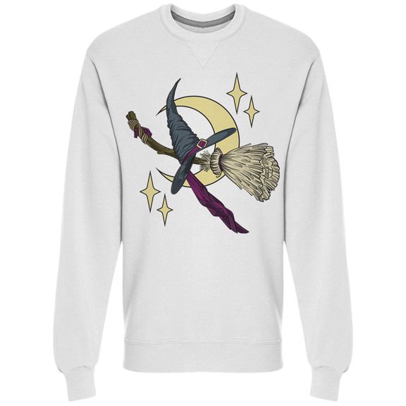Witch Hat Flying In Broom Sweatshirt Men -Image by Shutterstock, Male Small