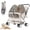 Gray, variant on Double Pet Stroller for 2 Dogs/Cats weighing up to 44 pounds Three in one pet stroller, foldable, double basket and seat belt, suitable for walking, traveling