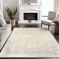 thumbnail image 3 of Pasargad Home Mona 9' x 12' Power-Loomed Poly Fabric Beige/Light Blue Rug, For Indoor Space and all Age of Group, 3 of 7