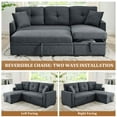 thumbnail image 4 of Timbernest 76.5" Pull Out Sofa Bed, Convertible L Shaped Sectional Sleeper Sofa with Chaise Storage, Dark Gray Linen Blend, 4 of 11