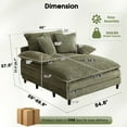 thumbnail image 2 of Aukfa 65" Oversized Chaise Adjustable Backrest Sofa Chair Bed, Dual Layer Cushions, Corduroy, Green, 2 of 9