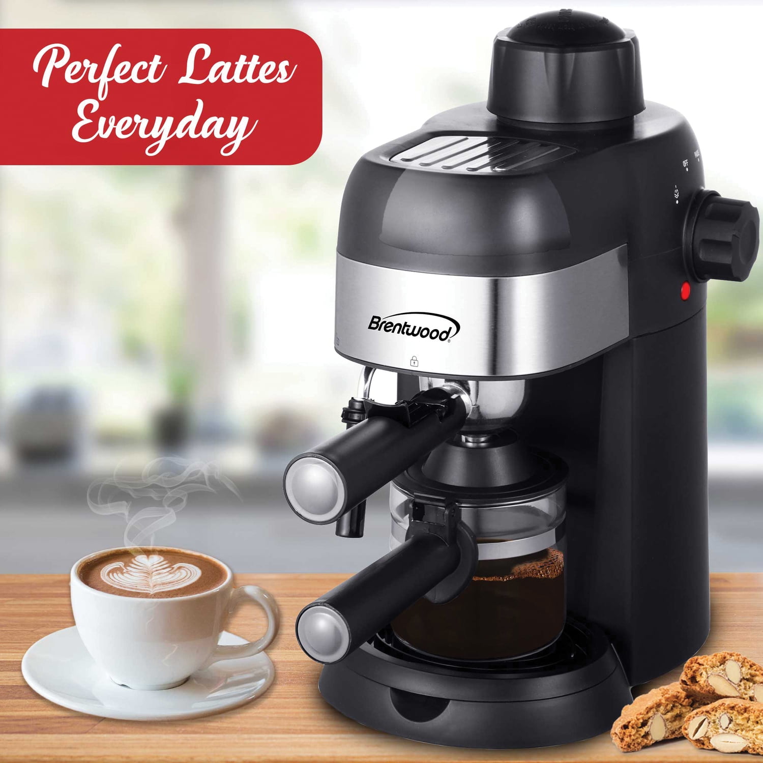 Brentwood 4-Cup Stainless Steel Espresso and Cappuccino Maker Machine