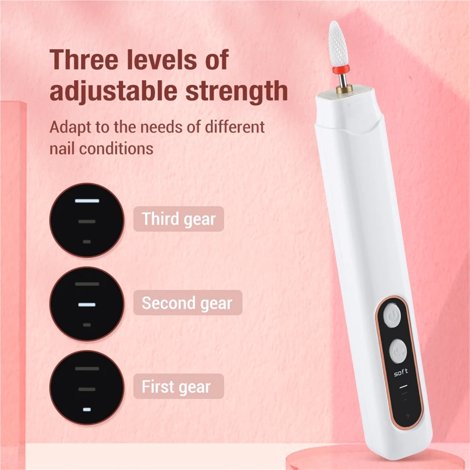 Professional Electric Nail Polisher Drill Bits Manicure Machine with Art Sanding File Pen Dead Skin Removal And Polishing Tool