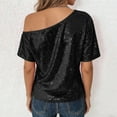 thumbnail image 4 of Ounisa Sparkly Tops for Women Bell Sleeve Off Shoulder Top Sequin Concert Outfits, 4 of 9