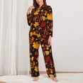 thumbnail image 2 of Pofeuu Autumn Maple Leaves A Print Womens Pajamas Set Long Sleeve Sleepwear Button Down Nightwear Soft Pj Lounge Sets Button Down Pajamas Women-Medium, 2 of 7