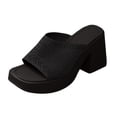 thumbnail image 5 of Rokment Women's Platform High Heels Dress Sandals 2026 Summer Trendy Casual Stretchy Mesh Open Square Toe Chunky Block Heeled Slip on Slides Dressy Slippers for Ladies Black Size 9.5, 5 of 7