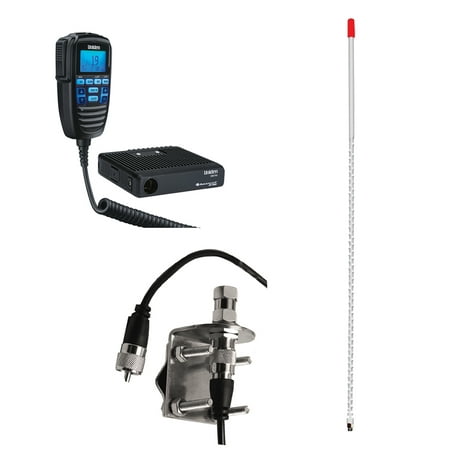Uniden CMX760 40-CH Off-Road Compact CB Radio, Browning BR-MM-18 Mount Kit & TRAM 4-W-HC Fiberglass CB Antenna