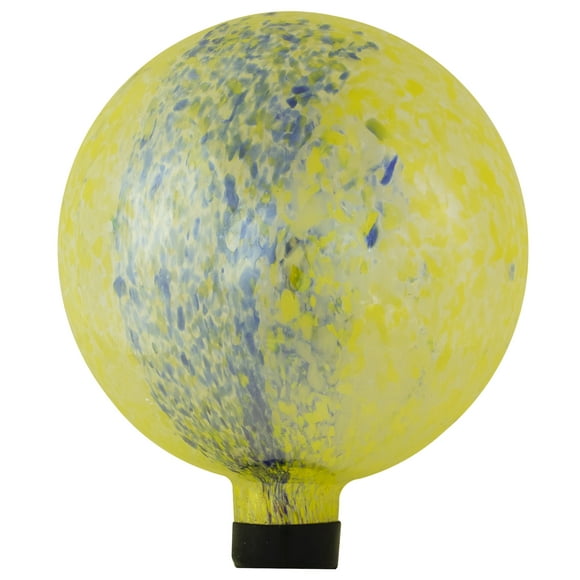 Northlight 10" Yellow and Blue Reflective Speckled Glass Outdoor Garden Gazing Ball