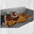 thumbnail image 6 of Sugar Skull Soft Flannel Fleece Throw Blanket, Mexican Skull Girl with Hair and Flower Wreath Print, Cozy Plush for Indoor and Outdoor Use, 70" x 90", Brown Marigold, by Ambesonne, 6 of 6