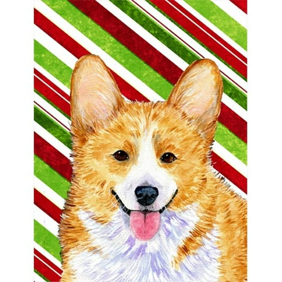 11 x 15 In. Corgi Candy Cane Holiday Christmas Flag, Garden Size