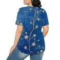 thumbnail image 4 of Womens Summer Floral Tops Short Sleeve Boho Shirts Dressy Casual Round Neck Tunic Loose Tee Blouses, 4 of 6