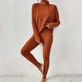 thumbnail image 2 of HBFAGFB Womens Pantsuit Two Piece Sets Fall Outfits Turtleneck Sweater Slim Fit Underpants Brown Size S, 2 of 7