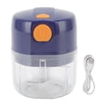 thumbnail image 1 of Picador de ajo eléctrico, Mini procesador de alimentos inalámbrico portátil Picador de ajo Eléctrico portátil azul Diseño de 3 cuchillas Capacidad de 250 mg Sin BPA PP Mini picador de verduras para el, 1 of 14