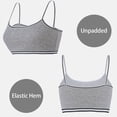 thumbnail image 4 of Girls Cotton Stretch Seamless Training Bra, Spaghetti Strap Cami Crop Bralette with Striped Vest, Breathable for Tweens, 4 of 5