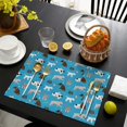 thumbnail image 3 of Cartoon Dogs Blue Background Summer Placemats Table Placemats Set Of 6-Linen Kitchen Washable Placemats Table Mats 11.8"x17.7"Non-Slip Heat Resistant, 3 of 5