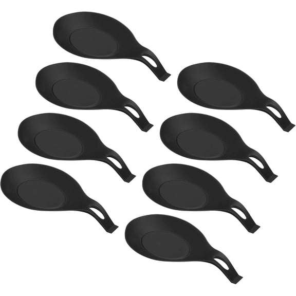 Prichor Silicone Spoon Rest – 7.68 x 3.74 Inch Heat Resistant Kitchen Utensil Holder – Spatula Ladle Rest for Counter Stove Top – Black – 8 Pack