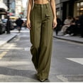 thumbnail image 5 of QQZ High Waist Wide Leg Corduroy Pants For Women, Button Fly Front Seam Casual Palazzo Pants, Office Daily Weekend Outfits, 5 of 8