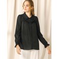 thumbnail image 2 of INSPIRE CHIC Blusa Camisa Tops Con Botones Manga Larga Pu?o Elástico Detalle De Volantes Para Mujeres Negro XL, 2 of 6