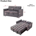 thumbnail image 2 of Aukfa 54" Chaise Futon Convertible Loveseat Sleeper Sofa, 2Pillows, Full Size, Velvet, Dark Gray, 2 of 9