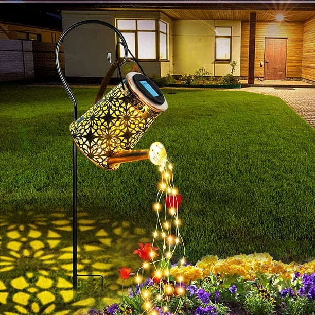 Regadera Solar Con Luces, Luces Solares Para Decoración Al Aire Libre Luces Solares Grandes Colgantes Con Soporte Impermeable Regadera De Paisaje