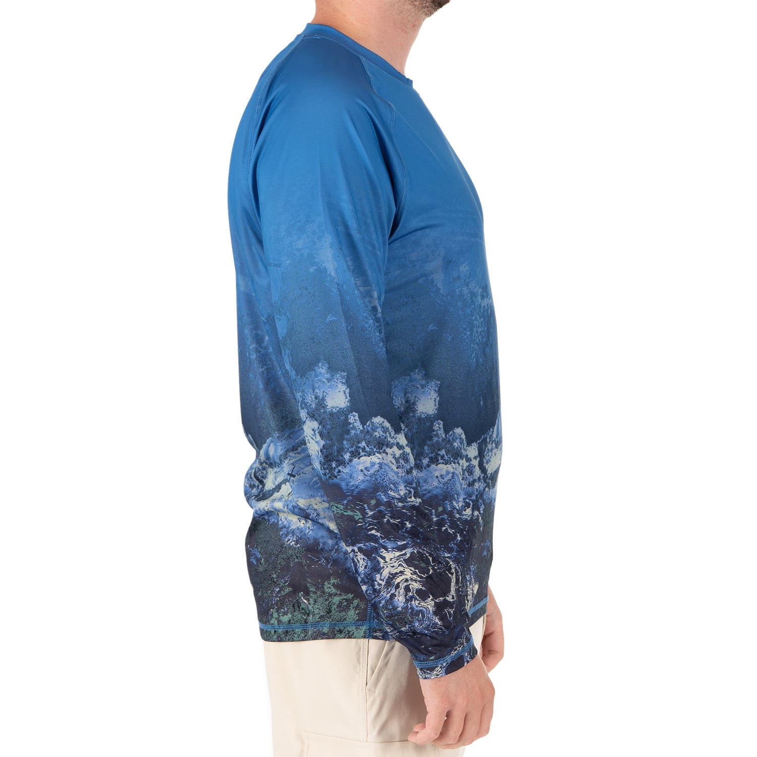 Realtree Men's Long Sleeve Performance Fishing Tee, Sapphire Blue, 2XL