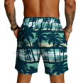 thumbnail image 3 of Boyscolos Mens Casual Shorts Hawaiian Print Drawstring Elastic Waist Short Pants Quick Dry Beach Shorts with Pockets Green 2XL, 3 of 3