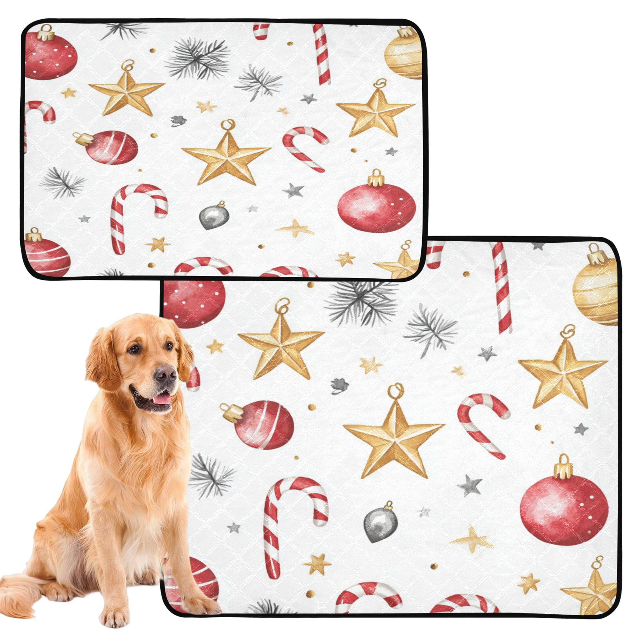 Qxltty A Pattern with Watercolor Christmas Ornaments Cat litter Pads Pet Set of 3 Diaper Mats Center Anti-leakage Layer Absorbent Soft and Comfortable