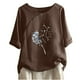 thumbnail image 1 of Blusas de Manga Corta para las Mujeres Impresas Cuello Redondo Camiseta Casual, Blusa de Algodón de Imitación para las Mujeres, 1 of 4