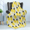 thumbnail image 4 of Exotic Soft Flannel Fleece Throw Blanket, Pineapples Tropic Accents Coastal Theme Beach Island Fruit Kitchen Graphic, Cozy Plush for Indoor and Outdoor Use, 50" x 70", Yellow Grey Black, by Ambesonne, 4 of 5