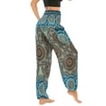 thumbnail image 2 of SWSMCLT Women's Boho Harem Yoga Pants Indian Smocked Waist Baggy Bohemian Buddha Gypsy Balloon Pocket Thai Hippie Beach Print Bloomers LoungeTrousers A-Patterned15 Small-Large, 2 of 5