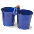 thumbnail image 1 of Enameled Galvanized 2 Planter Unit with Wood Handle, Glazed Blue, 1 of 1