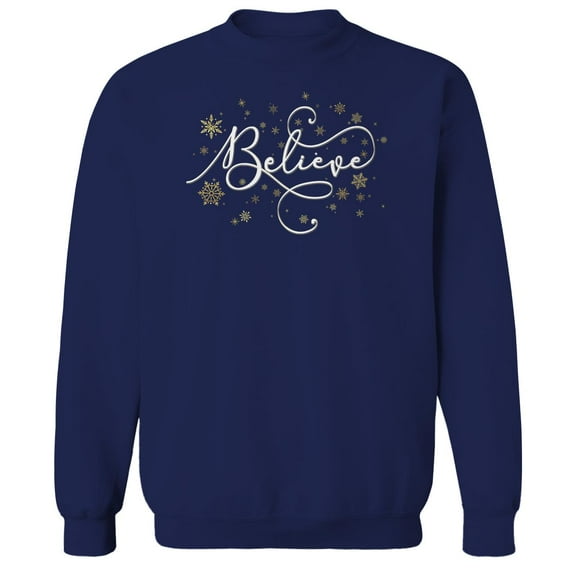 Haywood & Main Believe Graphic Navy Men's Cotton Pullover Sweatshirt